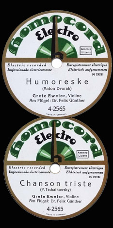 Grete Eweler Violin - FELIX GUENTHER - Homocord Electro - Humoreske - Chanson triste